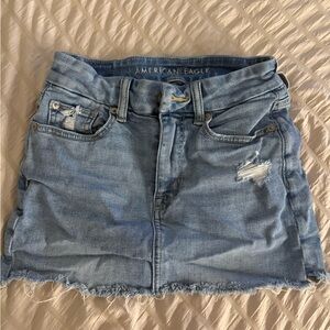 American Eagle Outfitters Light Blue Distressed Mini Skirt